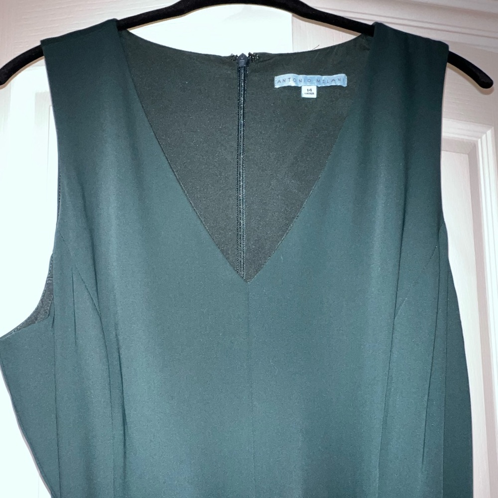 Sleeveless V-Neck Dark Green Jumpsuit